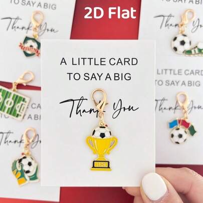 12pcs/6sets Football Themed Keychains For 2026 Event, Includes Heart-Shaped Thank You Cards, Fan Accessories, Volunteer Gifts, Gifts For Her/Him - The Big Cup The Global Finals