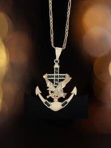 1 pièce Bijou de mode plaqué or 14 carats Pendentif aigle et ancre en laiton pour homme, cadeau de remise des diplômes, fête - Point d'ancrage - Voir 9