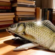 Multi Purpose Makeup Bag, Storage Bag With A Pen,2pcs/Set Creative Stationery Set(Including A Pencil Case And1 Fish-Shaped Pens), - View 3