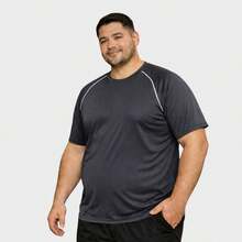 Kit Of 3 Dry Fit T-Shirts Plus Size G1-G3-Extra Size Plain Red-Royal Blue Men's  Contrast Colors Short Sleeve - Casual - Training - Gym - Sports - Exercise - Running - Party - 灰色 - 查看 3
