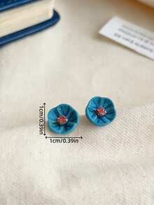 1对小巧可爱时尚小众水钻花朵耳钉，百搭日常及节日佩戴，女士 - 花朵 - 查看 6