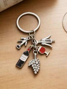 1pc Wine Dropper, Wine Glass, Wine Bottle, Zinc Alloy Keychain, Creative Backpack Key Accessories, Fashionable And Elegant Bag Decoration, Suitable For Labor Day Gifts, Mother's Day Gifts, Father's Day Gifts, Gifts For Friends - Multicolor - View 4