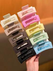 2/3/5/10pcs Fashion Square Medium Hair Clips In Coffee & Spring Colors, Elegant Minimalist Design, Suitable For Daily Wear, Work And Home, Women Hair Accessories, Recommended Gift Summer Beach Claw Clips Vacay Hair Claws - Multicolor - View 3