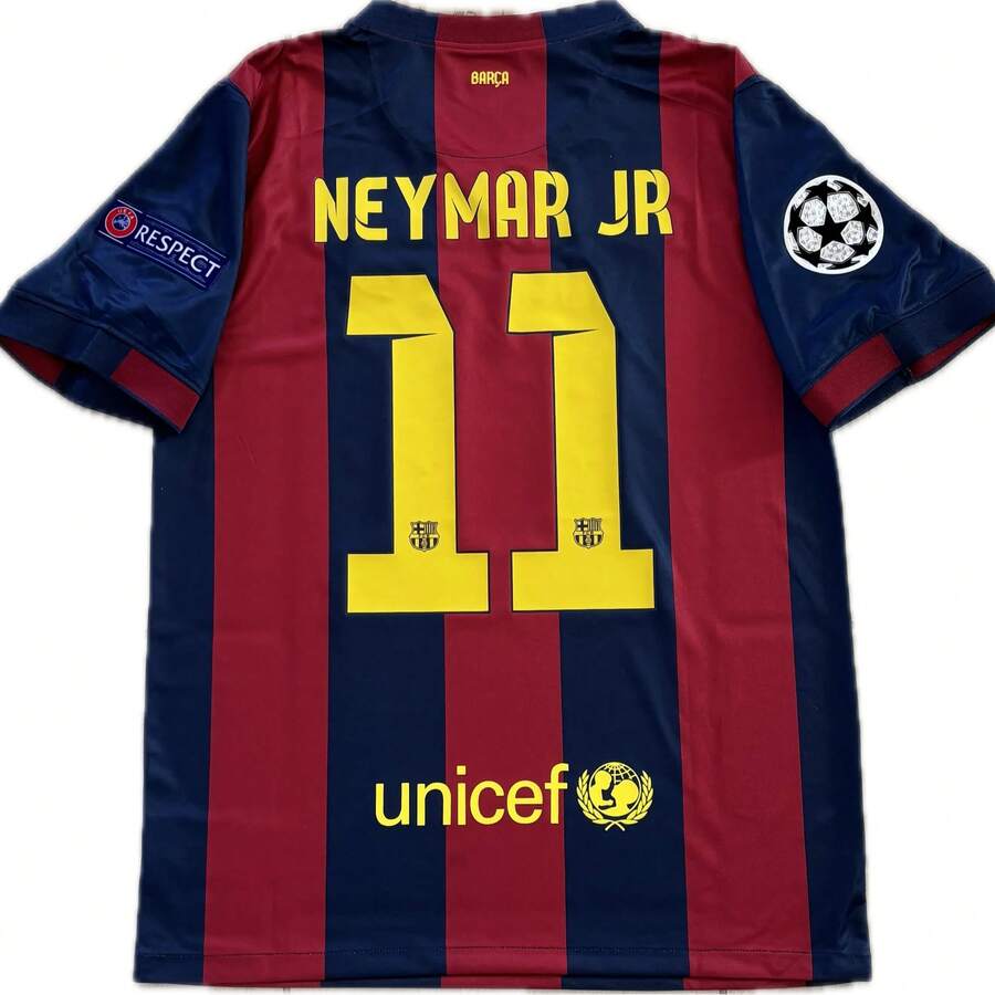 Neyma R JR 11 Barcelona Football Soccer Jersey – Short Sleeve Vintage Jersey - 紅色和藍色 - 查看 1