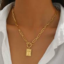 1pc Cross Pendant Necklace, Thick Cross Necklace For Women, T-Clasp, Paperclip Chain, Delicate Pendant Necklace, Fashionable Minimalist Religious Jewelry, Gift Option - Square Cross - View 1