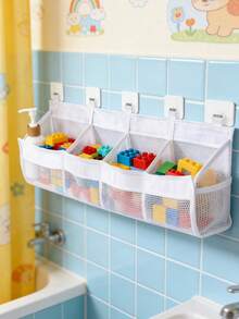 Large 4-Compartment Bathroom Toy Storage Bag, Baby Bath Toy Quick-Dry Mesh Organizer Bag - Multicolor - View 1
