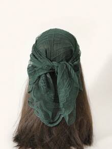 1pc Women's Embroidered Geometric Pattern Lace Trim Scarf, Casual Versatile Bandana - Multicolor - View 14