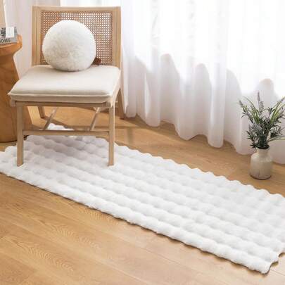 1 件装仿毛皮地毯，蓬松柔软长绒地毯，长方形毛绒地毯，适用于客厅卧室，可机洗长毛地毯 - 3D