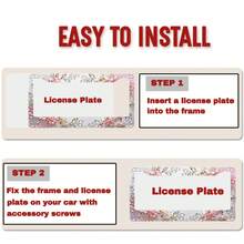 1 Metal License Plate Frame, Elegant Crystal Cherry Blossom Design, Suitable For North American And Most International Vehicles, Includes Mounting Screws, Secure Fit, Stylish And Easy To Install, UV-Resistant, Rust-Proof - 12X 6inch - 6.3 X 12.2 Inches (16 X 31 Cm) - View 3