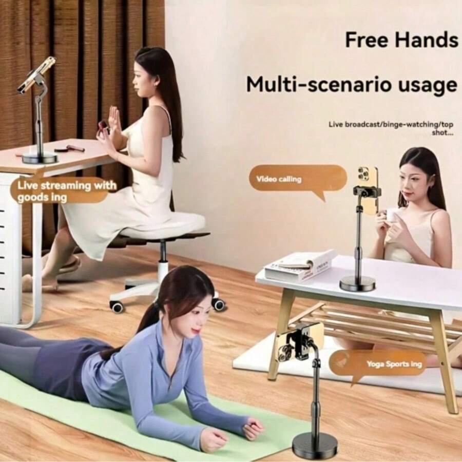1pc Mobile Phone Live Broadcast Stand Can Be Raised And Lowered, Portable Desktop Camera, Lazy Person, TV Show, Multifunctional Phone Stand, Weighted Disc, Universal Free Lifting Stand