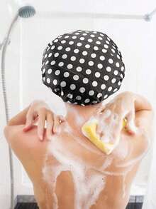 1pc Reusable Elastic Waterproof Double-Layer Shower Cap For Women - Multicolor - View 6