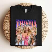 Maglietta da donna con stampa Trisha Paytas, maglietta vintage da fan di youtuber, maniche lunghe o corte - nero - Visualizzare 3