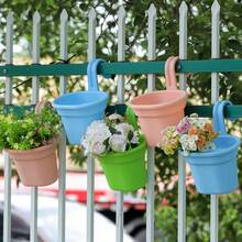 1/3pcs Colorful Hanging Flower Pots, With Sturdy Detachable Hooks, Thick PP Material, Suitable For Railings, Fences, Balconies, Yards, Gardens And Indoor Decor, Outdoor Plant Pots - Hanging Flower Pots - View 1