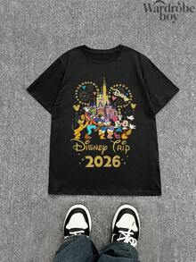 1PC Round Neck Short Sleeved Cartoon T-Shirt For Family Wear,Disney Family Vacation T-Shirt, With Cartoon Print Design, Perfect For Family Travel And Vacation Style. This Is A New Short Sleeved T-Shirt For 2026, An Ideal Choice For Mother's Day, Suitable For Both Men And Women. Made Of High-Quality Pure Cotton, Comfortable And Breathable All Year Round. With Its Exquisite Design, It Is The Preferred Gift - 男人 - 查看 2