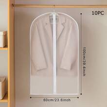 1-5 Garment Dust Covers, Hanging Garment Bags, Translucent Suit Covers, Storage Bags, Protective Covers, Dustproof - White - View 14