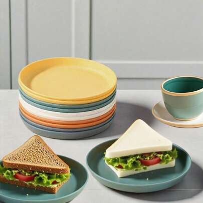 5/10pcs (5.9in/15cm) Appetizer Plates, Unbreakable Plastic Dessert Plates, Lightweight Reusable Mini Plates, Microwave & Dishwasher , For Candy, Salad, Dessert, Fruit, Cake, Suitable For Kitchen, Dorm, Dining, Picnic, Camping, Outdoor