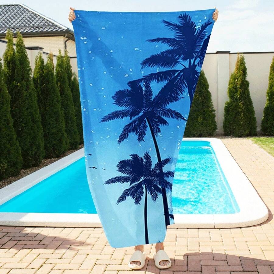 Palm Tree Beach Towel For Men, Women Summer Beach Pool Party Blanket - 31"X71" 29"X58" For Beach, Pool, Travel Microfiber Beach Towel Fast Drying Lightweight Thin Travel Towel Oversized Yoga Towel Large Sand Free Towels Absorbent Compact Towels - Palm Tree - View 1