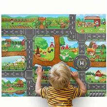 1pc Popular Game Scene Map Happy Farm Traffic Parking Game Mat, City Theme City Traffic Route Map Multi-Theme Route Map - Multicolor - View 5