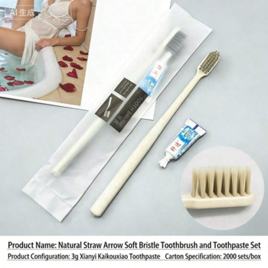 2-In-1 Portable Travel Toothbrush Set With Mini Toothpaste, Ultra Soft Bristles, Travel Essential, Home & Bathroom Decor, Back To School Supplies - Clear - View 1