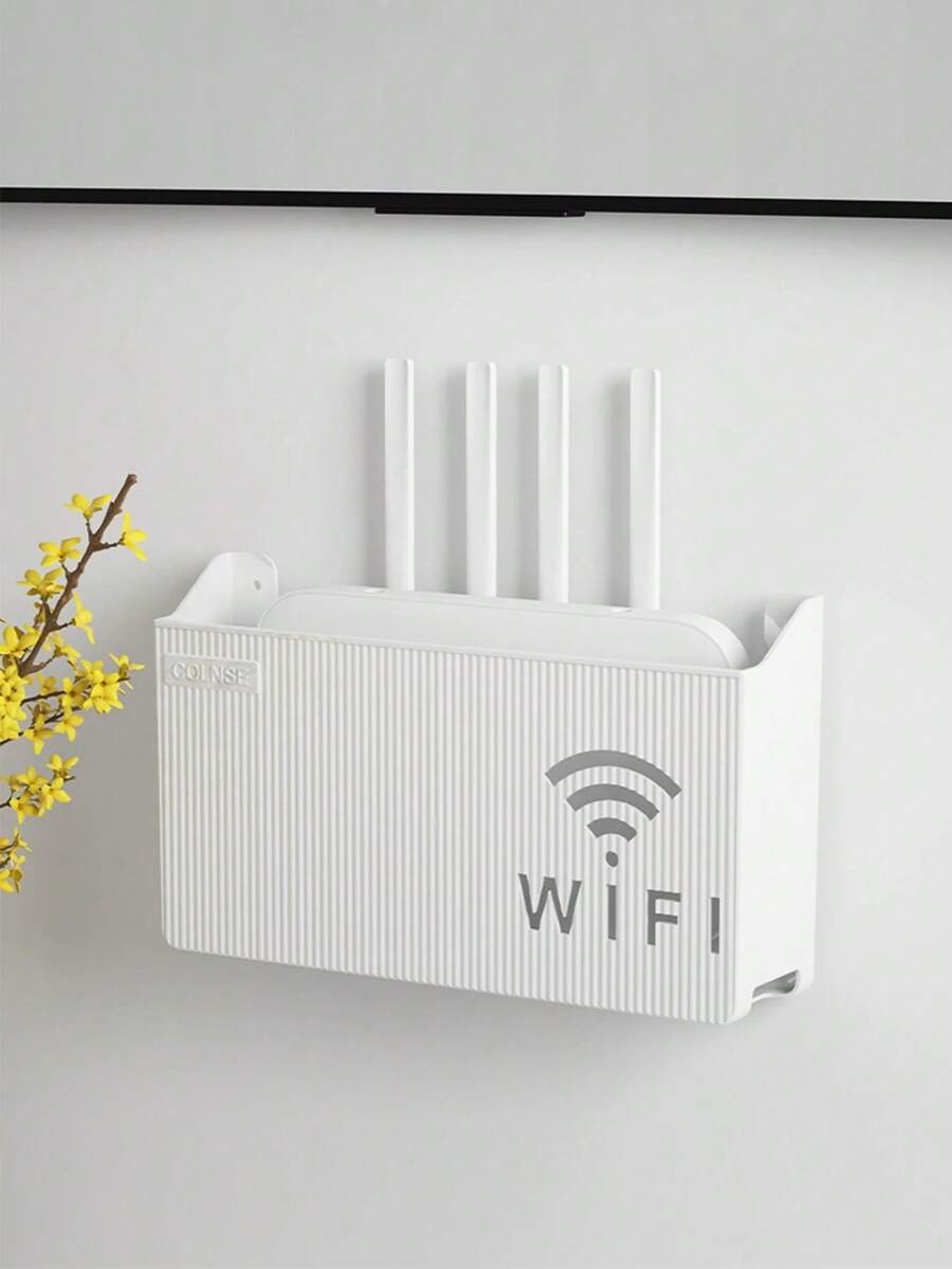 1pc Wall-Mounted WiFi Router Storage Box, Home Decor, Room Decoration