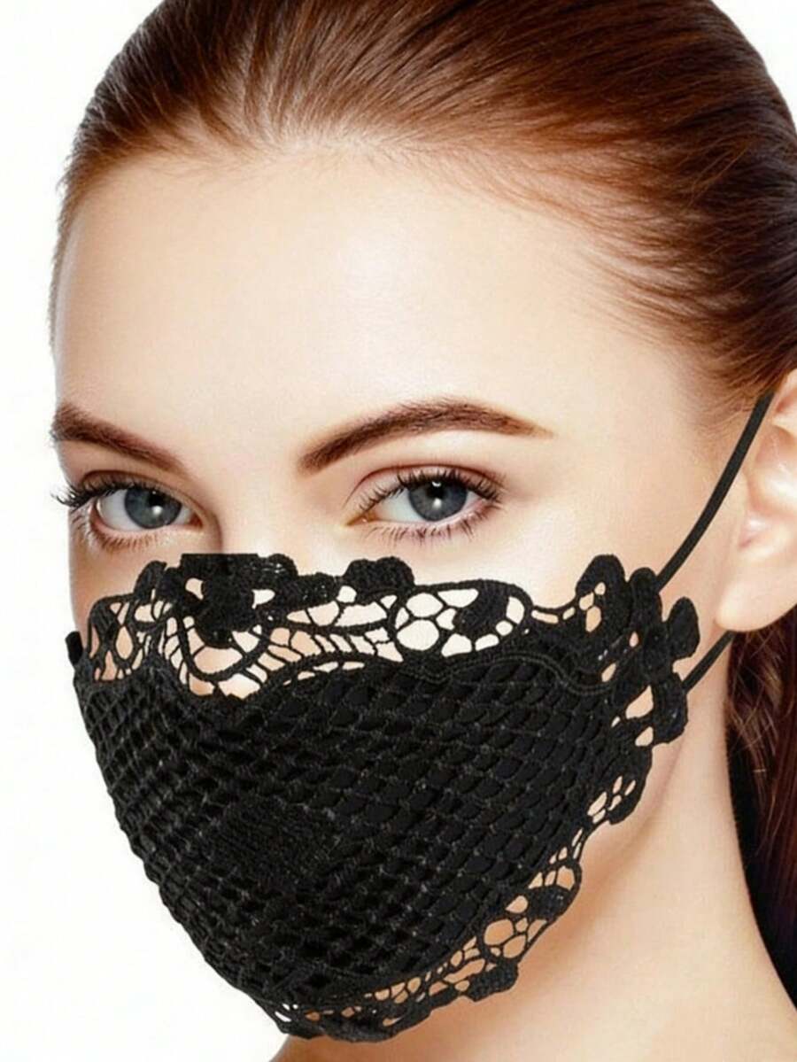 女士性感蕾丝面罩，可调节耳带，美观性感，可水洗重复使用。我们的蕾丝面罩采用轻盈的聚酯纤维制成，确保透气性。 - 彩色 - 查看 1