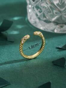1 chiếc nhẫn hở mạ vàng 18K bằng đồng, đính đá Cubic Zirconia chất lượng cao từ châu Âu và Mỹ, hình ngôi sao đôi chữ X, quà tặng sang trọng và phù hợp đeo hàng ngày cho nữ. - Vàng - Xem 3
