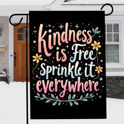 1面“善意免费”花园旗，单面农舍假日庭院户外草坪装饰旗，乡村农舍牧场户外装饰，户外装饰。注意：单面印刷，材质：100% 涤纶