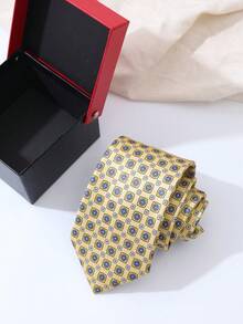 1 Men's Retro Printed Polyester Tie Handmade Fashion Abstract Geometric Patterns, Casual Hip-Hop Street Style, Small Floral Woven Tie. - Multicolor - View 7