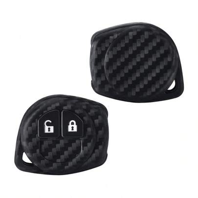 New Carbon Fiber 2 Buttons Silicone Rubber Fob Case Car Remote Key Keychain Cover For Suzuki SX4 Swift Vitara Key Accessories