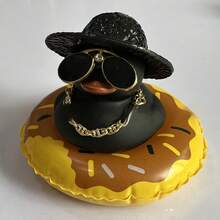 畅销款洗澡橡皮鸭，带迷你游泳圈，挤压发声柔软橡胶喷水玩具，生日/节日/情人节礼物（需自行组装） - 彩色 - 查看 6