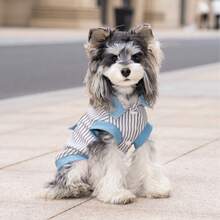 条纹衬衫，宠物服装，狗/猫衬衫，新款春季竖条纹欧美风衬衫，宠物服装，狗狗衣服 - 藏蓝色 - 查看 6