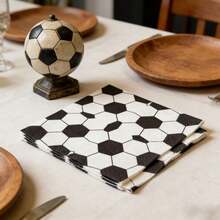 20/40/60pcs Football Themed Party Napkins, Football Pattern Paper Napkins. Disposable Party Napkins. Restaurant Napkins, Party Supplies, Tabletop Decor. Holiday Decorations, Party Decorations - Black and White - View 5