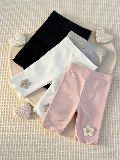 4pcs Girls' Modal Safety Shorts, Anti-Exposure, Children Shorts With Bow, Girls' Leggings