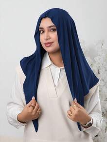 1pc Instant Triangle Hijab, All-In-One Tie-Up Design, Quick Wrap Without Slipping, No Undercap Or Folding Needed, Suitable For Daily Wear, Prayer, And Outings - Multicolor - View 18