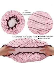 1pc Reusable Elastic Waterproof Double-Layer Shower Cap For Women - Multicolor - View 2
