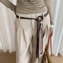 1 PC Bohemian Retro Brown Wide PU Belt Women - Vintage Rivet  Waist Cincher Fashion Statement Accessory |     Suitable Daily Wear, Attending Music Festivals, Parties, Holiday Gifting, Etc. - Thắt lưng khăn lụa màu nâu - Xem 12