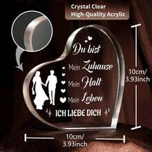 Tấm bảng acrylic hình trái tim với hoa cẩm chướng, quà tặng sinh nhật/Ngày của Mẹ từ con gái và con trai. - Trong suốt - Xem 3