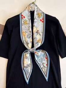 New Oblique Small Oblong Faux Silk Scarf, Versatile Neck Scarf, Waist Belt, Hair Tie, Bag Strap, Wrist Wrap, Neck Wrap, Shirt Neckline Tie, Suitable For Spring And Autumn - Multicolor - View 12