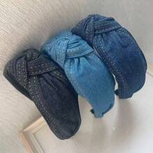 Denim Wide-Brim Headband, Minimalist Forest Girl Style, Blue Hair Clip, Same Style As Net Celebrity, Harajuku Fashion Headband - Multicolor - View 2