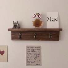 Modern Minimalist Floating Wood Key Rack With Shelf,Entryway Organizer,Key Holder,Entryway Shelf,Coat Hanger,Entryway Organization. - Multicolor - View 1