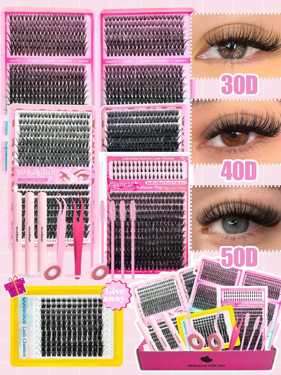 16pcs False Eyelashes Set, Including Natural Thin, Thick Curly, Cat Eye And Daily Wear Styles, Large Capacity Reusable, Comes With Eyelash Glue And Eye Tools, Suitable For Daily Makeup, Dates, Parties, Weddings, Easy To Apply And Remove, Enhances Eye Appeal, Fits All Eye Shapes, Creates Versatile Makeup Looks, Also Makes A Great Holiday Gift - 黑色 - 查看 1