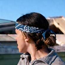 1 Pc <> Season 11 Style Dark Blue Printed Headscarf Anime Hipster Hip Hop Sports Headband Scarf - Multicolor - View 3