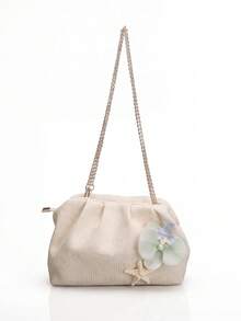 1 pieza Bolso de playa con flor de estrella de mar de verano, bolso de playa simple y versátil para vacaciones, ocio diario y fiestas. - verde menta - Ver 8