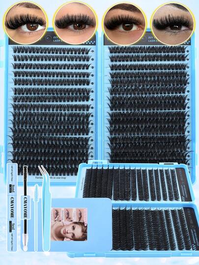 640 sợi mi giả, kiểu D Curl, dài 9-16 mm, mi Manga, mi chùm 3 chiều, bền lâu, tự nhiên, thân thiện với da, dung tích lớn, bộ mi giả, nhỏ gọn, dụng cụ nối mi, mi chùm đơn mềm mại cho khuôn mặt và mắt phụ nữ, mi chùm.