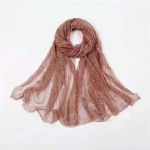Transparent Breathable Hijab Lightweight Twinkling Sequins Hijab Shawl Women - Black - View 10