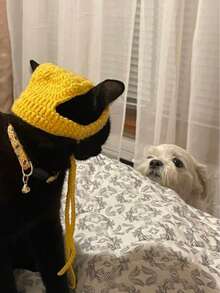 1 Handmade Crocheted Pet Hat, Yellow Duck Style Adjustable - Yellow - View 9