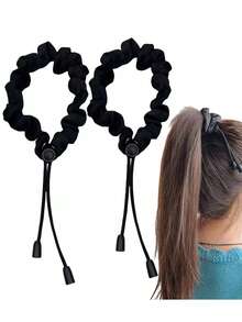 新款缎面可调节免加热卷发器，波浪发髻发圈 - 彩色 - 查看 8