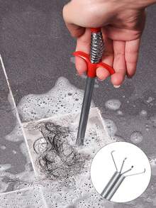 1pc 4-Claw Pipe Drain Cleaner, Flexible Manual Grab-Type Drain Unclogger, Manual Hair Removal Toilet Clog Remover, Garbage Clip, 4-Claw Pipe Drain Unclogging Tool, Bathroom Drain Toilet Cleaning Tool, Clog Removal, Household Small Tool - Multicolor - View 1