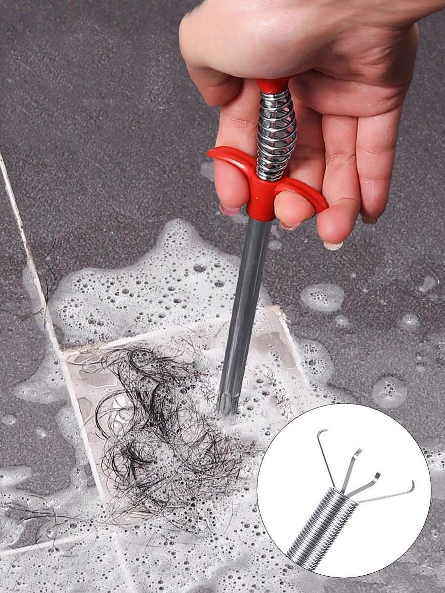 1pc 4-Claw Pipe Drain Cleaner, Flexible Manual Grab-Type Drain Unclogger, Manual Hair Removal Toilet Clog Remover, Garbage Clip, 4-Claw Pipe Drain Unclogging Tool, Bathroom Drain Toilet Cleaning Tool, Clog Removal, Household Small Tool - Multicolor - View 1