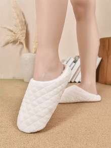 Women's Plaid Striped Fluffy Slippers, Closed Toe Design, Soft Sole House Slippers, Mother's Day Gift - Apricot - View 8